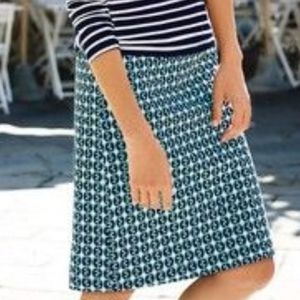 BODEN Navy Blue & Green Graphic Print Pencil Skirt